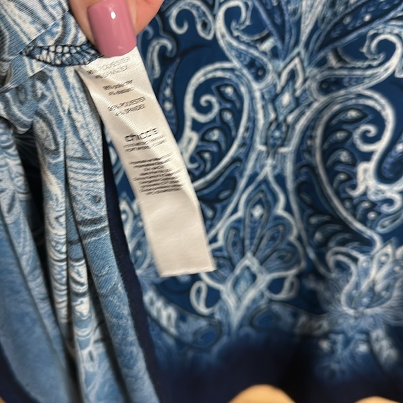 CHICOS Blue Design Women's Blouse - Picture 7 of 7